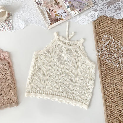 -ベビーキッズトップス レースニット キャミソール バックオープン 3カラー - mamahalo shop - タンクトップ・キャミソール・ノースリーブトップス -  べビー服 - 子供服 - 男の子 - 女の子