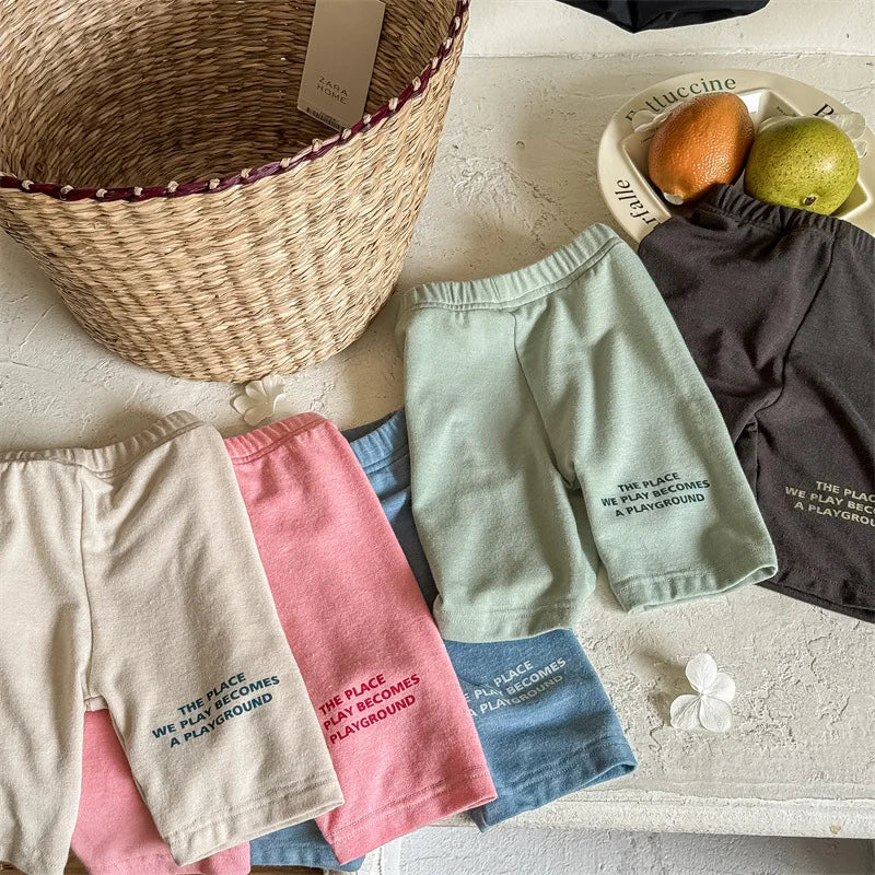 -キッズパンツ ショートレギンス レターロゴプリント 5カラー【mh0005811】 - mamahalo shop - レギンスパンツ -  べビー服 - 子供服 - 男の子 - 女の子