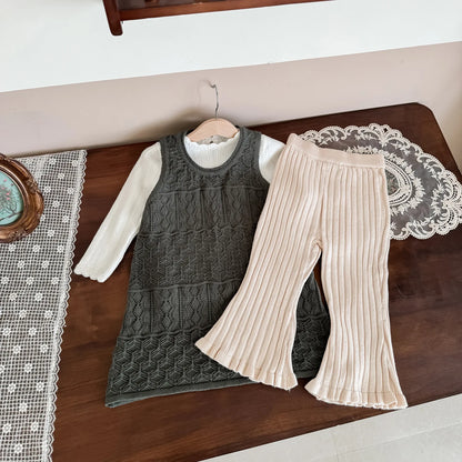 -キッズワンピース レースニット透け感重ね着ノースリーブオーバーワンピース 2カラー - mamahalo shop - ノースリーブワンピース -  べビー服 - 子供服 - 男の子 - 女の子