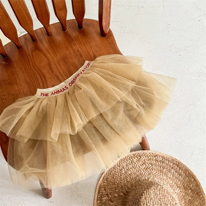 -キッズスカート チュチュ チュールスカート ティアードスカート レターロゴウエスト 2カラー - mamahalo shop - スカート -  べビー服 - 子供服 - 男の子 - 女の子