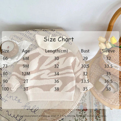 -ベビートップス ニットセーター ゼブラ柄 ベージュ - mamahalo shop - ニット・セーター -  べビー服 - 子供服 - 男の子 - 女の子