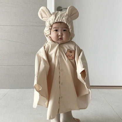 -キッズレインコート 雨具 耳付きフーディアニマルワンポイントレインポンチョ 防水コート 3カラー【mh0007077】 - mamahalo shop - レインコート -  べビー服 - 子供服 - 男の子 - 女の子