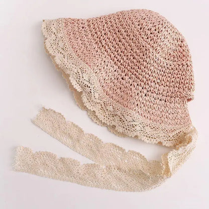 -ベビーキッズ 麦わら帽子 レース ストローハット サマーハット【mh0004780】 - mamahalo shop - ベビー用帽子 -  べビー服 - 子供服 - 男の子 - 女の子