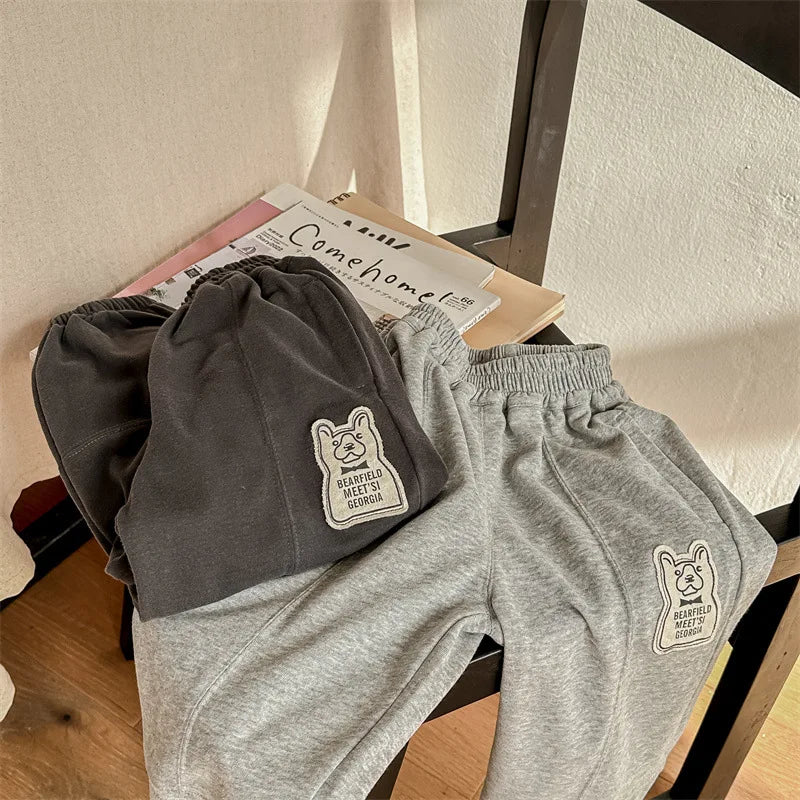 -キッズパンツ スウェットロングパンツ ルーズパンツ ライトグレー/ダークグレー/2カラー - mamahalo shop - ロングパンツ・スウェットパンツ -  べビー服 - 子供服 - 男の子 - 女の子