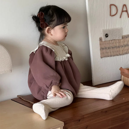 ベビーロンパース ビッグフリルフリース長袖ボディスーツ - mamahalo shop - 長袖ロンパース -  べビー服 - 子供服 - 男の子 - 女の子