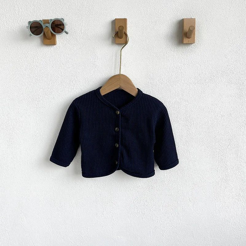 -ベビーカーディガン ワッフル シンプルベーシック カーディガンジャケット 3カラー【mh0004153】 - mamahalo shop - カーディガン・パーカー -  べビー服 - 子供服 - 男の子 - 女の子
