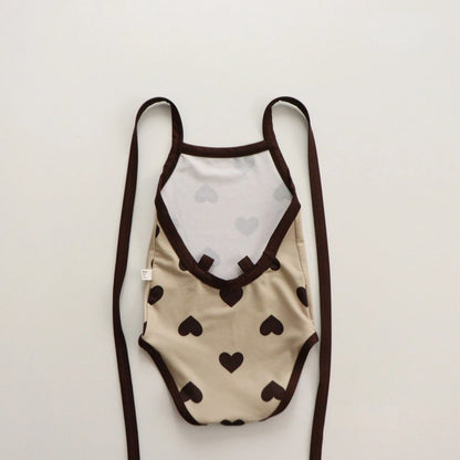 -ベビー水着 帽子セット ワンピース ハートプリント スイムウェア 3カラー【mh0004448】 - mamahalo shop - ベビー用水着 -  べビー服 - 子供服 - 男の子 - 女の子