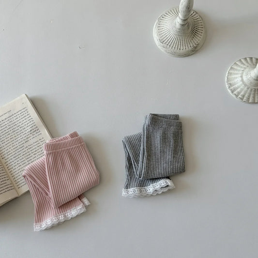 -ベビーパンツ 裾レースレギンスパンツ 2カラー - mamahalo shop - レギンスパンツ -  べビー服 - 子供服 - 男の子 - 女の子