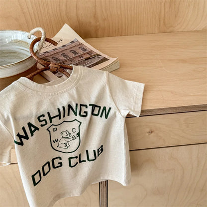 -キッズトップス 半袖Tシャツ レターロゴプリント 3カラー【mh0005692】 - mamahalo shop - 半袖Tシャツ -  べビー服 - 子供服 - 男の子 - 女の子