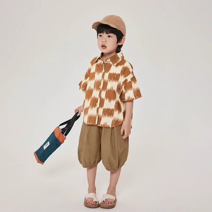 キッズトップス 半袖シャツ チェック 2カラー - mamahalo shop - 半袖シャツ・ブラウス -  べビー服 - 子供服 - 男の子 - 女の子