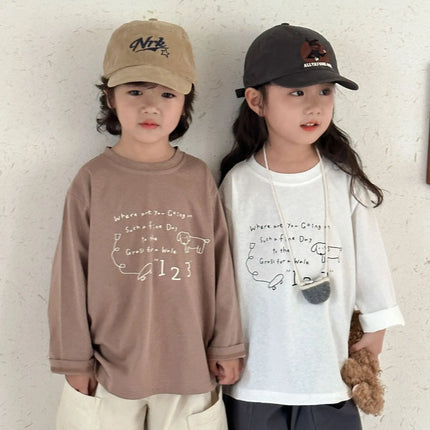 キッズトップス 犬ドッグレターロゴプリント長袖Tシャツ - mamahalo shop - 長袖Tシャツ -  べビー服 - 子供服 - 男の子 - 女の子