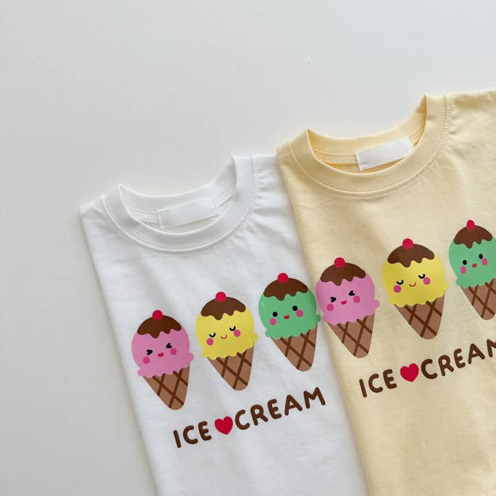 -キッズトップス 半袖プリントTシャツ アイスクリーム柄 2カラー【mh0005514】 - mamahalo shop - 半袖Tシャツ -  べビー服 - 子供服 - 男の子 - 女の子