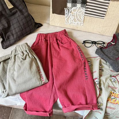 -キッズパンツ レターロゴプリントロングルーズパンツ 2カラー - mamahalo shop - ロングパンツ・スウェットパンツ -  べビー服 - 子供服 - 男の子 - 女の子