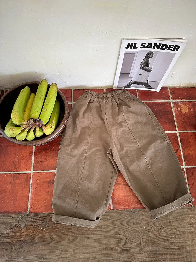 -キッズパンツ ワイドルーズシンプルロングパンツ 3カラー - mamahalo shop - ロングパンツ・スウェットパンツ -  べビー服 - 子供服 - 男の子 - 女の子