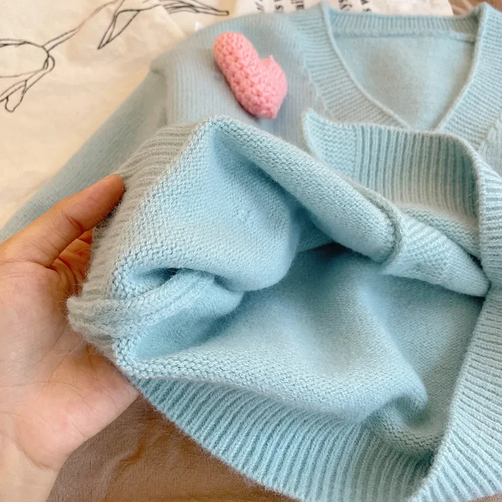 -キッズカーディガン ハートVネック長袖ニットジャケット 2カラー - mamahalo shop - カーディガン・パーカー -  べビー服 - 子供服 - 男の子 - 女の子