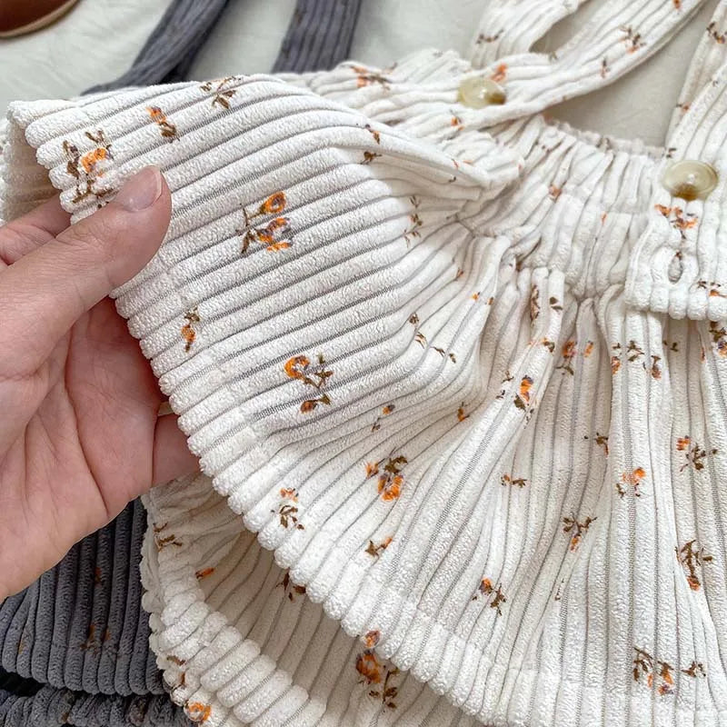 -ベビートップス/ブルマ 長袖襟付きTシャツブラウス/コーデュロイサスペンダースカート 2カラー【mh0006469】 - mamahalo shop - 長袖セットアップ -  べビー服 - 子供服 - 男の子 - 女の子