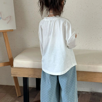 キッズトップス ヘンリーネックシンプル長袖Tシャツ - mamahalo shop - 長袖Tシャツ -  べビー服 - 子供服 - 男の子 - 女の子