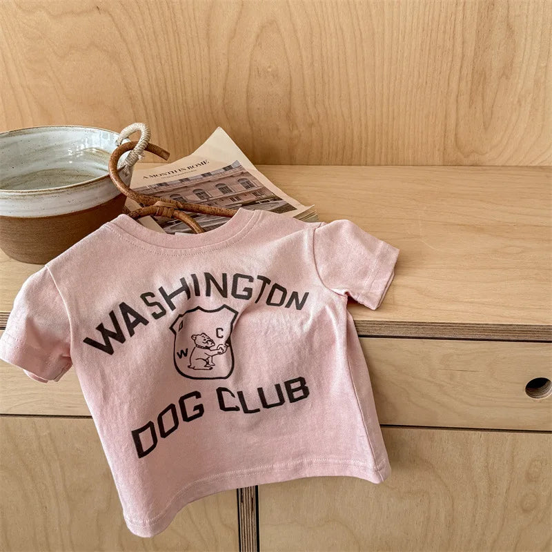 -キッズトップス 半袖Tシャツ レターロゴプリント 3カラー【mh0005692】 - mamahalo shop - 半袖Tシャツ -  べビー服 - 子供服 - 男の子 - 女の子