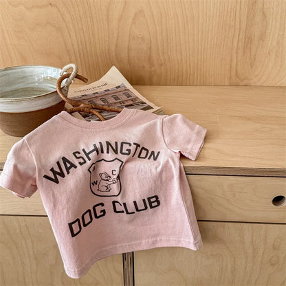 -キッズトップス 半袖Tシャツ レターロゴプリント 3カラー【mh0005692】 - mamahalo shop - 半袖Tシャツ -  べビー服 - 子供服 - 男の子 - 女の子