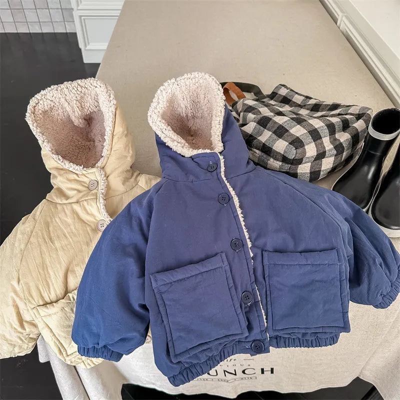 -キッズ レターロゴ 裏ボアフリース ジャンパー ジャケット コート アウター - mamahalo shop - ショートコート・ジャケット・ジャンパー -  べビー服 - 子供服 - 男の子 - 女の子