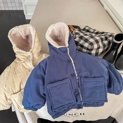 -キッズ レターロゴ 裏ボアフリース ジャンパー ジャケット コート アウター - mamahalo shop - ショートコート・ジャケット・ジャンパー -  べビー服 - 子供服 - 男の子 - 女の子