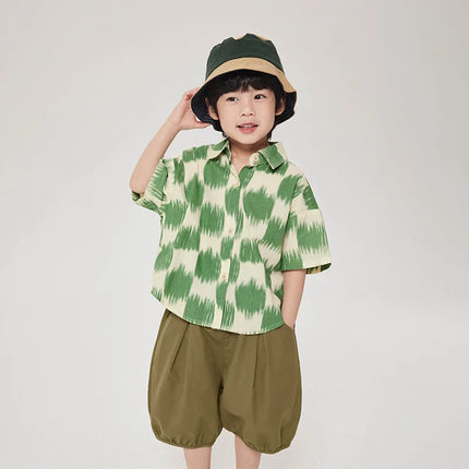 キッズトップス 半袖シャツ チェック 2カラー - mamahalo shop - 半袖シャツ・ブラウス -  べビー服 - 子供服 - 男の子 - 女の子