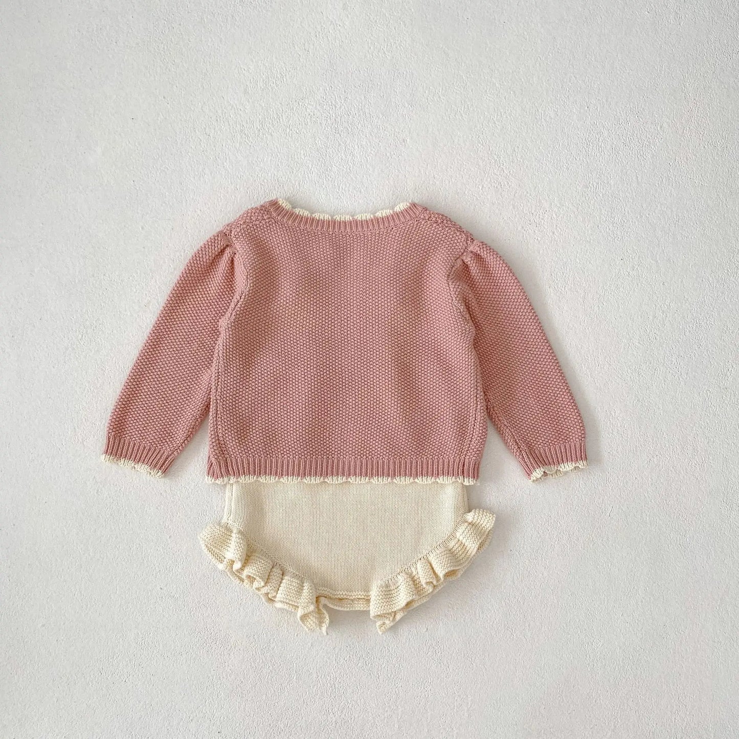 -ベビーカーディガン/ロンパース ニットジャケット/サスペンダーボディスーツ フリル - mamahalo shop - カーディガン・パーカー -  べビー服 - 子供服 - 男の子 - 女の子