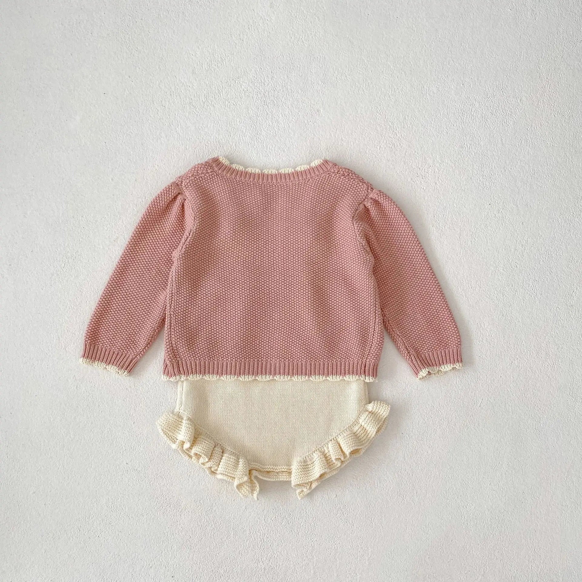 -ベビーカーディガン/ロンパース ニットジャケット/サスペンダーボディスーツ フリル - mamahalo shop - カーディガン・パーカー -  べビー服 - 子供服 - 男の子 - 女の子