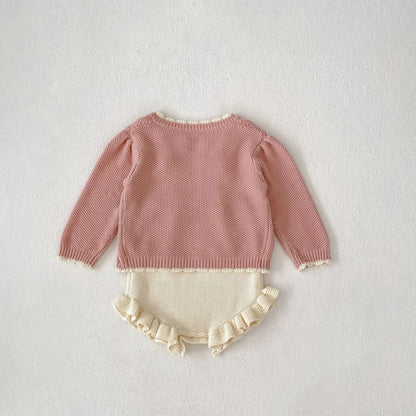 -ベビーカーディガン/ロンパース ニットジャケット/サスペンダーボディスーツ フリル - mamahalo shop - カーディガン・パーカー -  べビー服 - 子供服 - 男の子 - 女の子