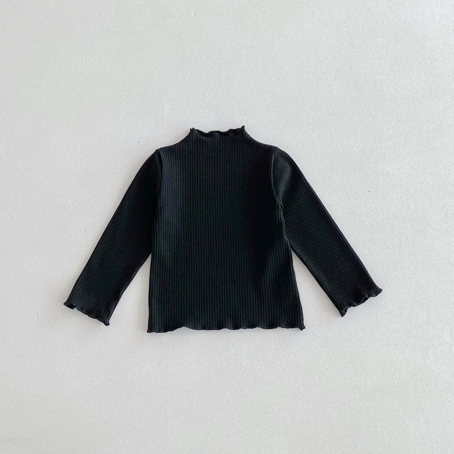 -キッズトップス フリルハイネック ボトルネック 長袖Tシャツ シンプルベーシック 4カラー【mh0006378】 - mamahalo shop - 長袖Tシャツ -  べビー服 - 子供服 - 男の子 - 女の子