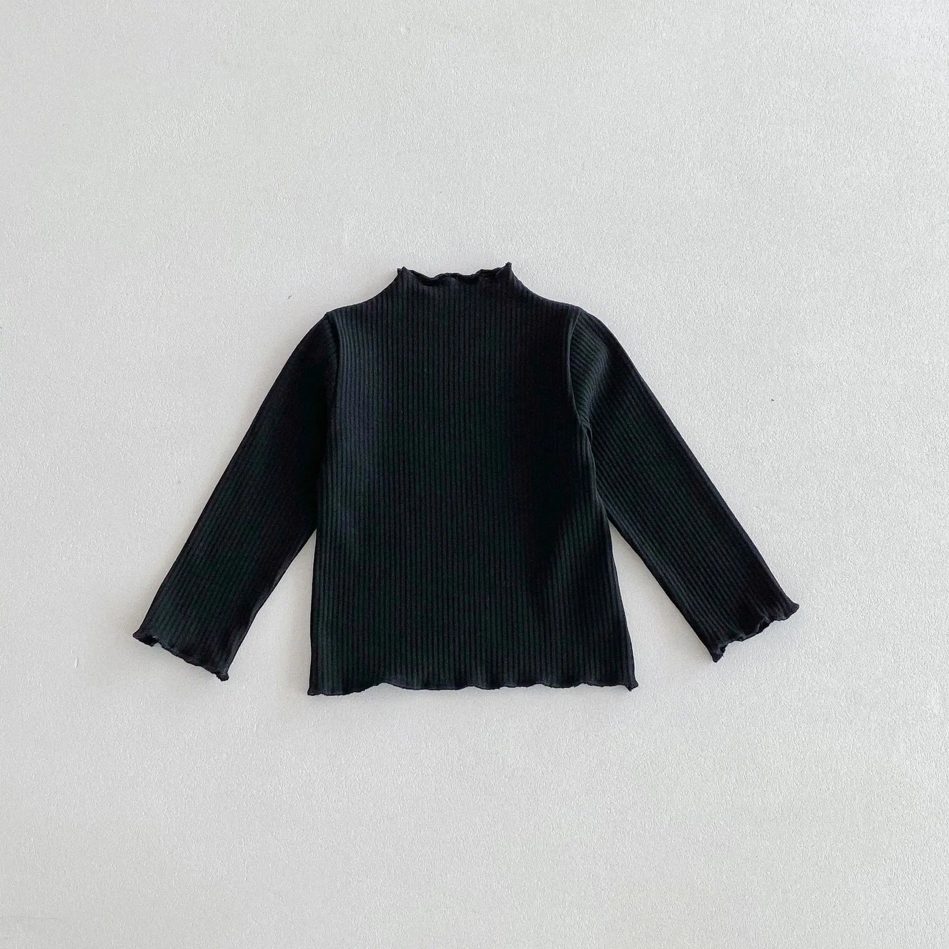 -キッズトップス フリルハイネック ボトルネック 長袖Tシャツ シンプルベーシック 4カラー【mh0006378】 - mamahalo shop - 長袖Tシャツ -  べビー服 - 子供服 - 男の子 - 女の子