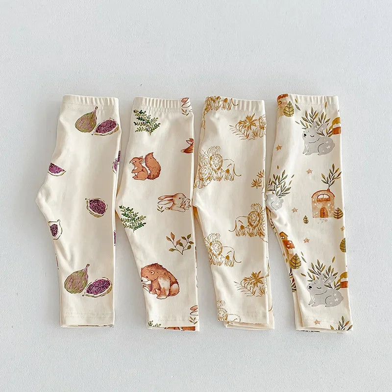 -ベビーロンパース/パンツ/ボンネット フォレストアニマルプリント長袖ボディスーツ/ロングパンツ/帽子 4デザイン【mh0006931】 - mamahalo shop - ロンパースセットアップ -  べビー服 - 子供服 - 男の子 - 女の子