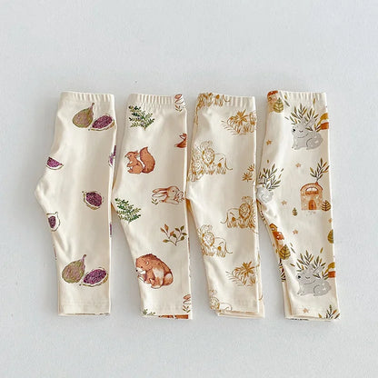 -ベビーロンパース/パンツ/ボンネット フォレストアニマルプリント長袖ボディスーツ/ロングパンツ/帽子 4デザイン【mh0006931】 - mamahalo shop - ロンパースセットアップ -  べビー服 - 子供服 - 男の子 - 女の子