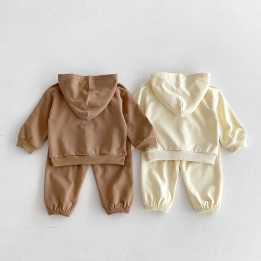 -キッズセットアップ 2点セット ベアくまプリントフーディパーカー+ロングスウェットパンツ 2カラー【mh0007006】 - mamahalo shop - 長袖セットアップ -  べビー服 - 子供服 - 男の子 - 女の子