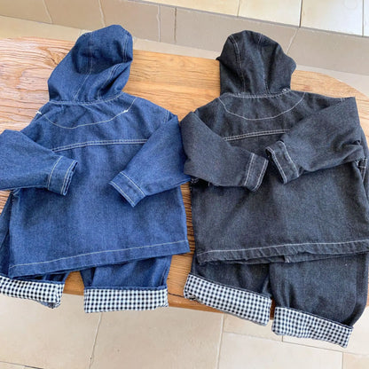 -キッズアウター フーディデニムジャケットコート 2カラー【mh0007120】 - mamahalo shop - ショートコート・ジャケット・ジャンパー -  べビー服 - 子供服 - 男の子 - 女の子