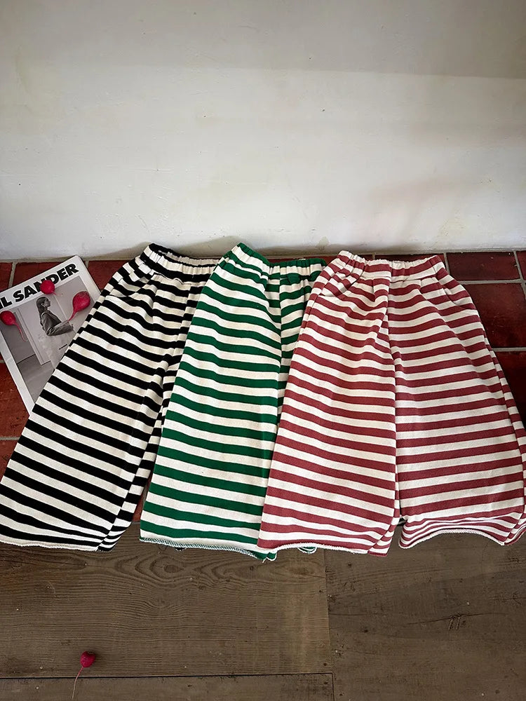 -キッズパンツ ボーダーワイドレッグルーズパンツ 3カラー - mamahalo shop - ロングパンツ・スウェットパンツ -  べビー服 - 子供服 - 男の子 - 女の子