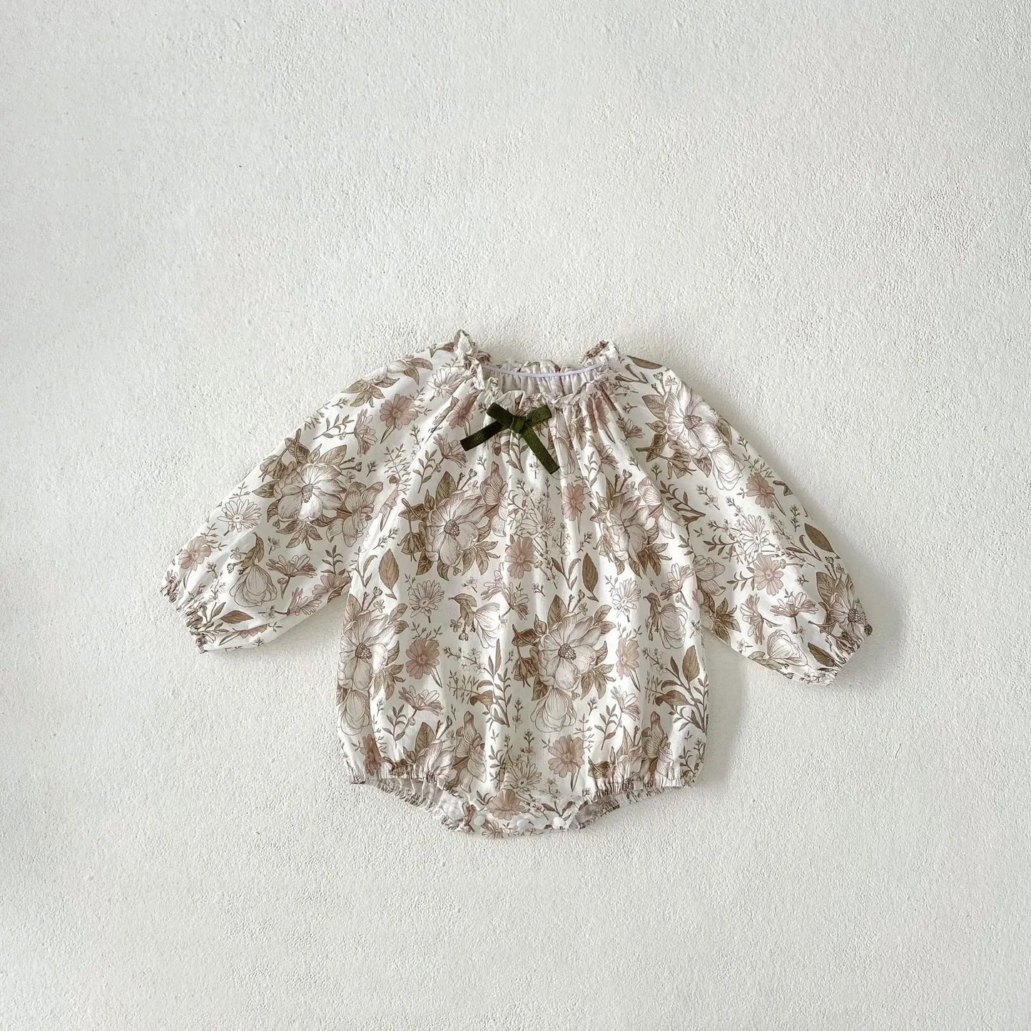 -ベビーロンパース ボタニカルフラワープリント長袖ボディスーツ【mh0007098】 - mamahalo shop - 長袖ロンパース -  べビー服 - 子供服 - 男の子 - 女の子