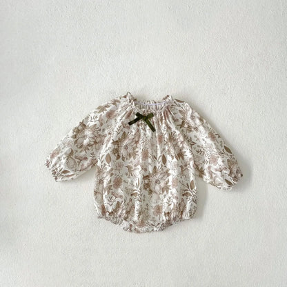 -ベビーロンパース ボタニカルフラワープリント長袖ボディスーツ【mh0007098】 - mamahalo shop - 長袖ロンパース -  べビー服 - 子供服 - 男の子 - 女の子