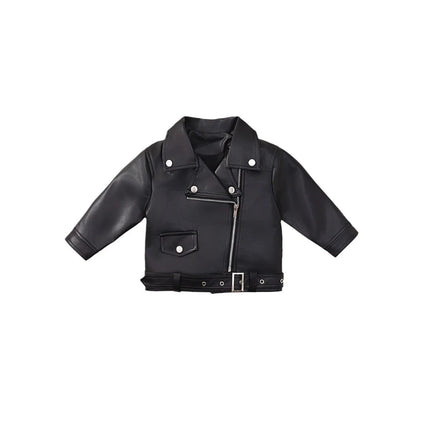 4485 Buy 2pcs Wholesale Children Coat Autumn Winter 2024 Long Sleeve Large Lapel Girl's Leather Coat Cool Motorcycle Jackets - mamahalo shop - ショートコート・ジャケット・ジャンパー -  べビー服 - 子供服 - 男の子 - 女の子