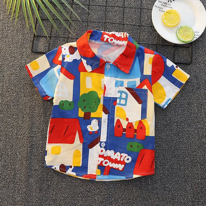 -キッズトップス プリント半袖シャツ タイガー虎 くまベア パンダ ワニ - mamahalo shop - 半袖シャツ・ブラウス -  べビー服 - 子供服 - 男の子 - 女の子