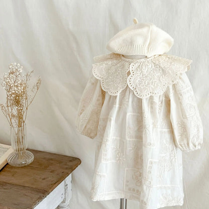 -ベビーロンパース/キッズワンピース レース刺繍襟長袖ボディスーツ/ワンピース リンクコーデ 姉妹 お揃いコーデ - mamahalo shop - 長袖ロンパース -  べビー服 - 子供服 - 男の子 - 女の子