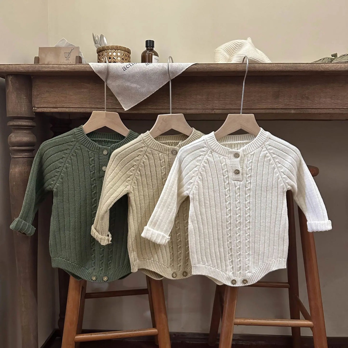 -ベビーロンパース 長袖セーターボディスーツ 3カラー【mh0004402】 - mamahalo shop - 長袖ロンパース -  べビー服 - 子供服 - 男の子 - 女の子