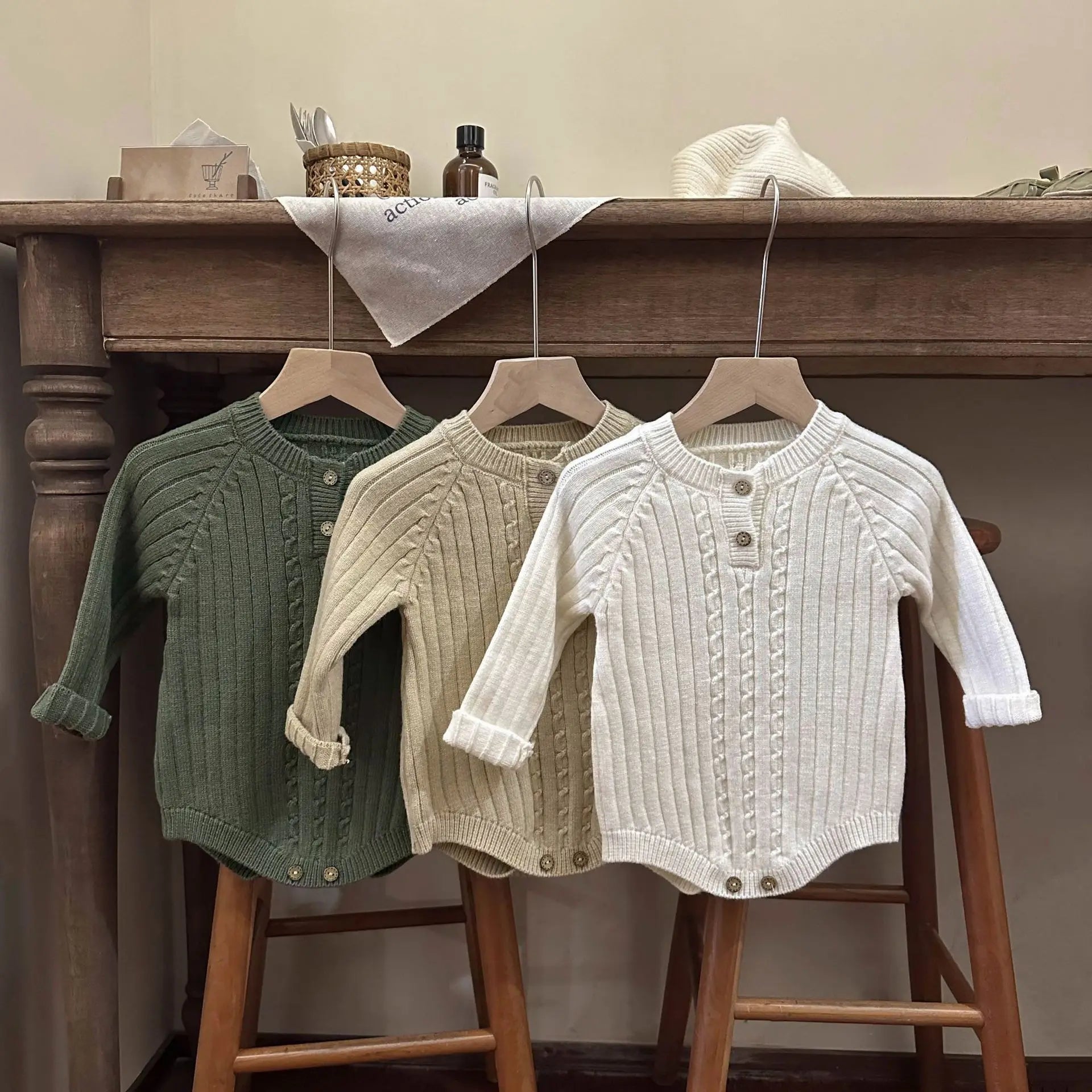 -ベビーロンパース 長袖セーターボディスーツ 3カラー【mh0004402】 - mamahalo shop - 長袖ロンパース -  べビー服 - 子供服 - 男の子 - 女の子