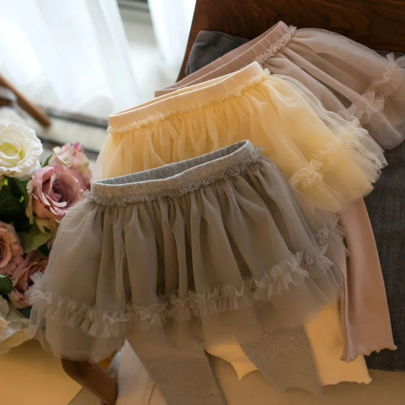 -キッズパンツ チュチュチュールスカートドッキングレギンスパンツ 3カラー【mh0006923】 - mamahalo shop - レギンスパンツ -  べビー服 - 子供服 - 男の子 - 女の子