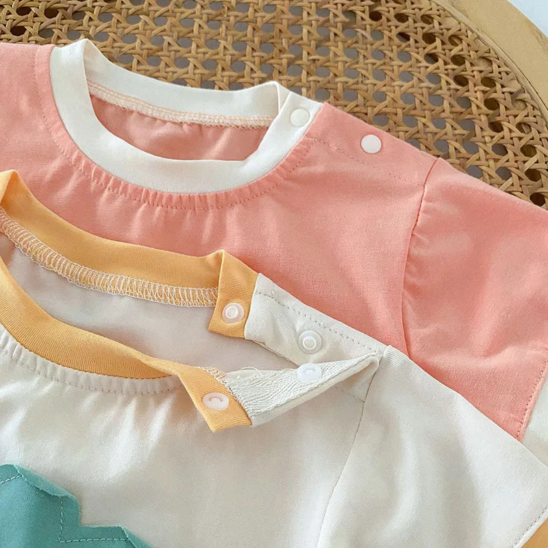 -ベビーロンパース 半袖ボディスーツ レターロゴ 2カラー【mh0005486】 - mamahalo shop - 半袖ロンパース -  べビー服 - 子供服 - 男の子 - 女の子