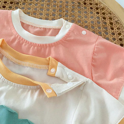 -ベビーロンパース 半袖ボディスーツ レターロゴ 2カラー【mh0005486】 - mamahalo shop - 半袖ロンパース -  べビー服 - 子供服 - 男の子 - 女の子