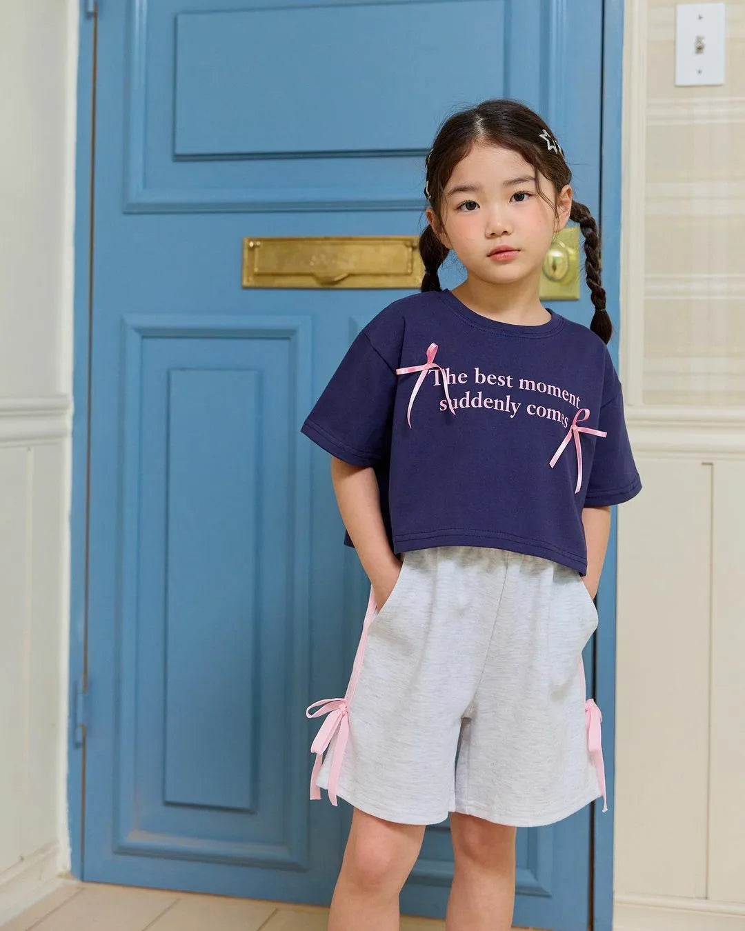 -キッズパンツ サイドラインリボン ショートパンツ 5カラー - mamahalo shop - ハーフパンツ・ショートパンツ -  べビー服 - 子供服 - 男の子 - 女の子