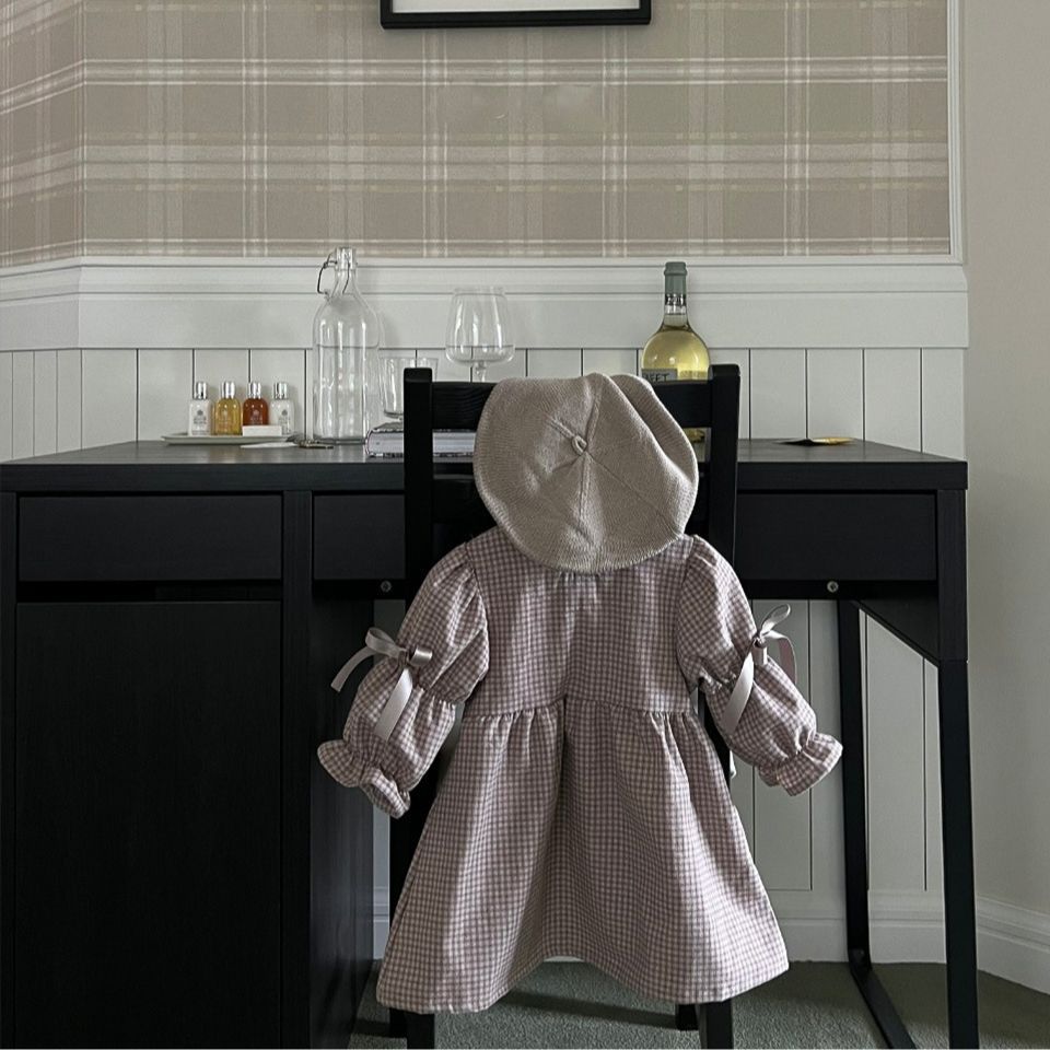 -ベビー 長袖ワンピース チェック リボン ドレス ガールズ 女の子 子供服【mh0002881】 - mamahalo shop - 長袖ワンピース -  べビー服 - 子供服 - 男の子 - 女の子