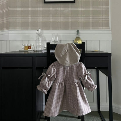 -ベビー 長袖ワンピース チェック リボン ドレス ガールズ 女の子 子供服【mh0002881】 - mamahalo shop - 長袖ワンピース -  べビー服 - 子供服 - 男の子 - 女の子