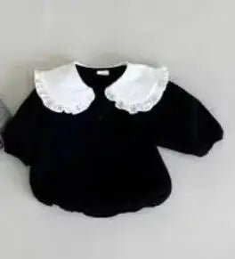 -ベビーロンパース ビッグフリル襟バイカラー長袖ボディスーツ 2カラー【mh0006787】 - mamahalo shop - 長袖ロンパース -  べビー服 - 子供服 - 男の子 - 女の子